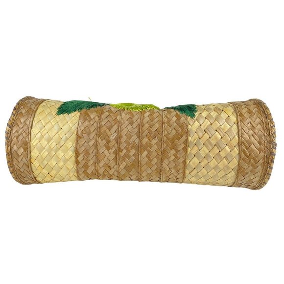 Vintage Woven Straw Purse Floral Festival Raffia Corn Husk Shoulder Bag Flowers - Picture 6 of 10